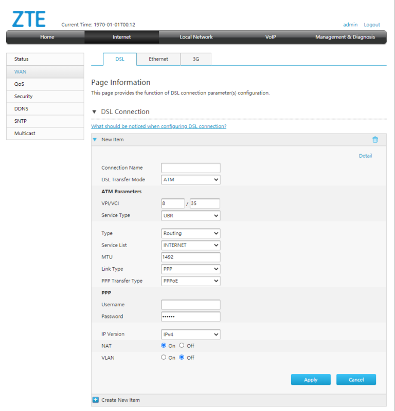 Adsl zte настройка статический ip